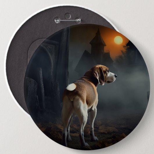 Beagle Halloween Griezelen Ronde Button 6,0 Cm (Voorkant /achterkant)