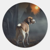 Beagle Halloween Griezelen Ronde Sticker (Voorkant)