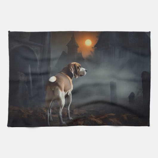 Beagle Halloween Griezelen Theedoek (Horizontaal)