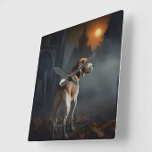 Beagle Halloween Griezelen Vierkante Klok (Hoek)