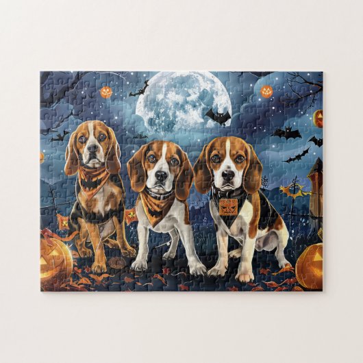 Beagle Halloween Griezelig Legpuzzel (Horizontaal)