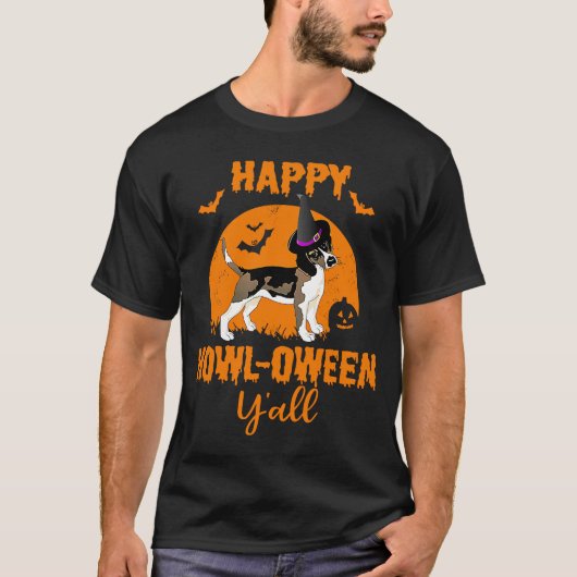 Beagle Halloween Happy Howloween Dog Pun T-shirt (Voorkant)