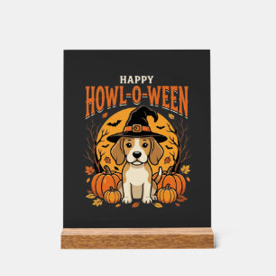 Beagle Halloween Howl-O-Ween Hond Pompoen Design_1 Acryl Bord