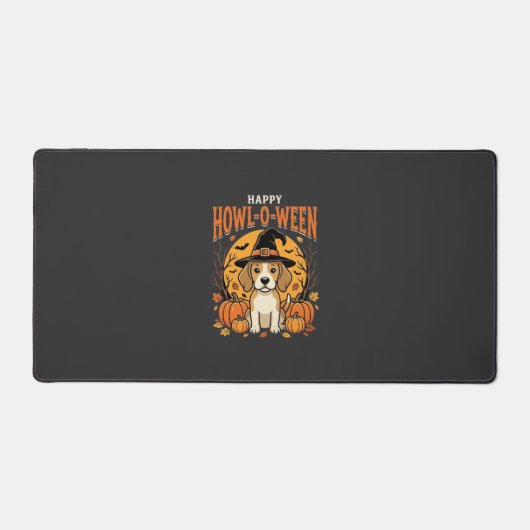 Beagle Halloween Howl-O-Ween Hond Pompoen Design_1 Bureaumat (Voorkant)