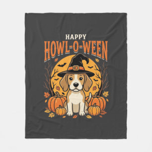 Beagle Halloween Howl-O-Ween Hond Pompoen Design_1 Fleece Deken