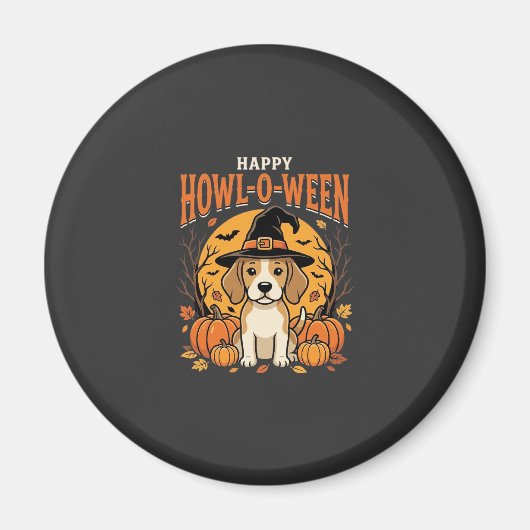 Beagle Halloween Howl-O-Ween Hond Pompoen Design_1 Magneet (Voorkant)