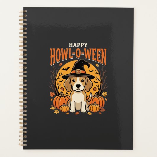 Beagle Halloween Howl-O-Ween Hond Pompoen Design_1 Planner (Voorkant)