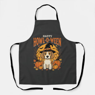 Beagle Halloween Howl-O-Ween Hond Pompoen Design_1 Schort