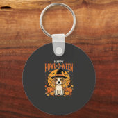 Beagle Halloween Howl-O-Ween Hond Pompoen Design_1 Sleutelhanger (Voorkant)