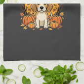 Beagle Halloween Howl-O-Ween Hond Pompoen Design_1 Theedoek (Gevouwen)