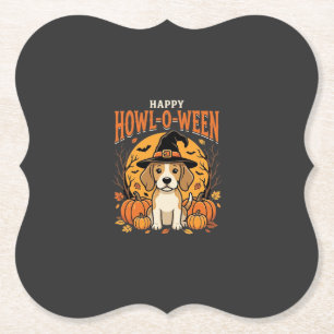 Beagle Halloween Howl-O-Ween Hond Pompoen Ontwerp_ Kartonnen Onderzetters