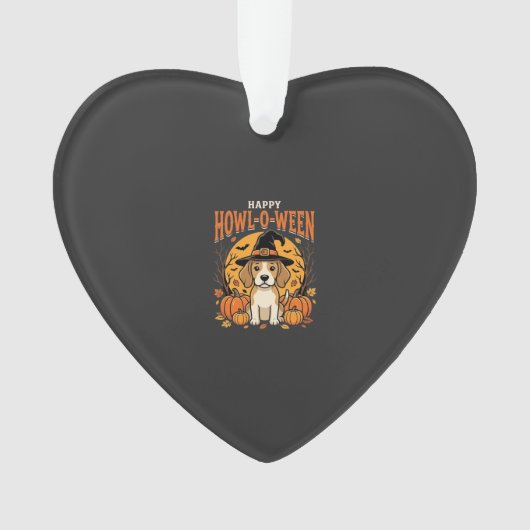 Beagle Halloween Howl-O-Ween Hond Pompoen Ontwerp_ Ornament (voorkant)