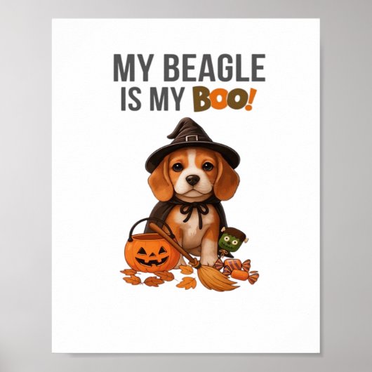 Beagle Halloween Kostuum Mijn Beagle is mijn Boo D Poster (Voorkant)