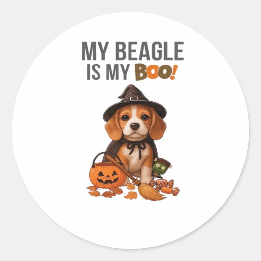 Beagle Halloween Kostuum Mijn Beagle is mijn Boo D Ronde Sticker (Voorkant)