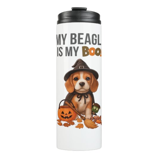 Beagle Halloween Kostuum Mijn Beagle is mijn Boo D Thermosbeker (Voorkant)
