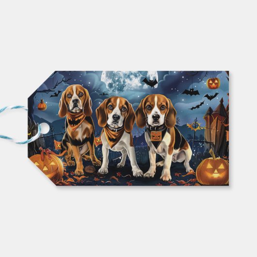Beagle Halloween Spooky Cadeaulabel (Achterkant Horizontaal)