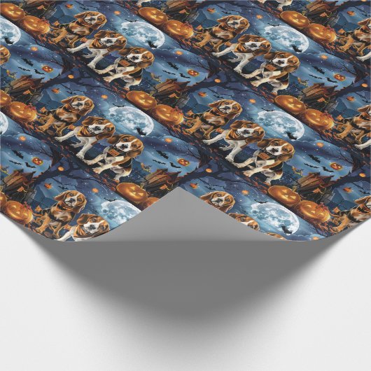 Beagle Halloween Spooky Cadeaupapier (Hoek)