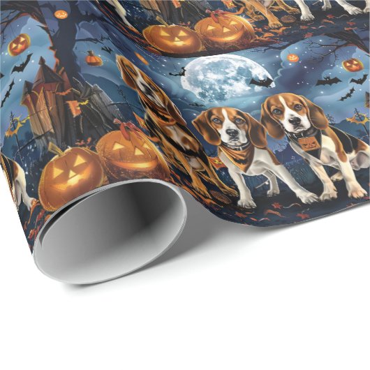 Beagle Halloween Spooky Cadeaupapier (Rol Hoek)