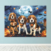Beagle Halloween Spooky Canvas Afdruk (Insitu (Houten vloer))