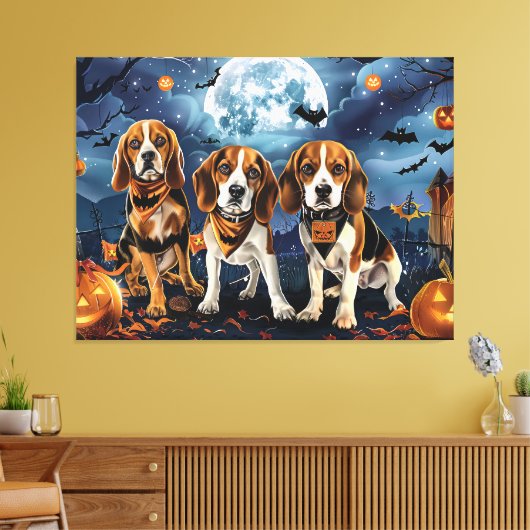Beagle Halloween Spooky Canvas Afdruk (Insitu (Woonkamer))