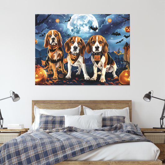 Beagle Halloween Spooky Canvas Afdruk (Insitu (Slaapkamer))