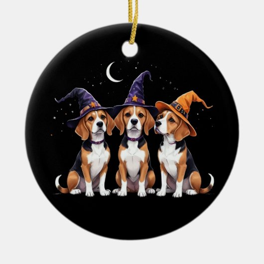 Beagle Halloween Spooky Dog Halloween Kostuum Keramisch Ornament (Voorkant)