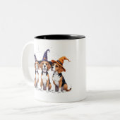 Beagle Halloween Spooky Dog Halloween Kostuum Tweekleurige Koffiemok (Voorkant links)