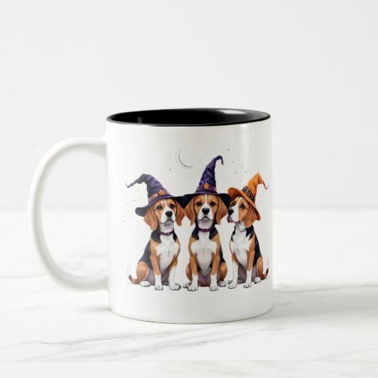 Beagle Halloween Spooky Dog Halloween Kostuum Tweekleurige Koffiemok (Links)