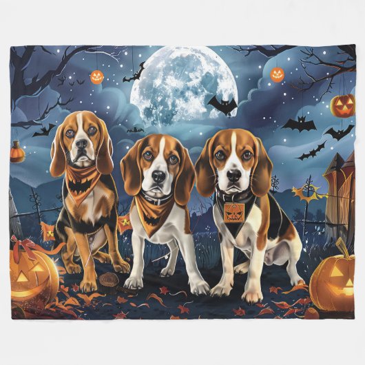 Beagle Halloween Spooky Fleece Deken (Voorkant (Horizontaal))