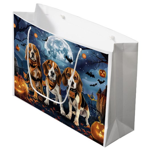 Beagle Halloween Spooky Groot Cadeauzakje (Voorkant Gekanteld)