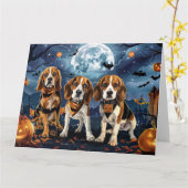 Beagle Halloween Spooky Kaart (Gele Bloem)