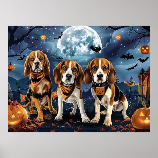 Beagle Halloween Spooky Poster (Voorkant)
