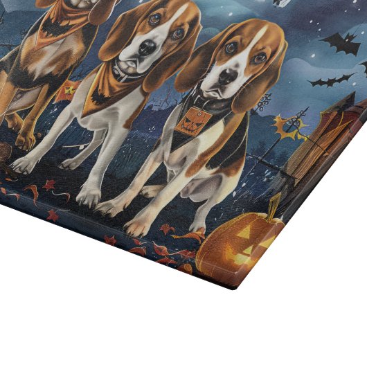 Beagle Halloween Spooky Snijplank (Hoek)