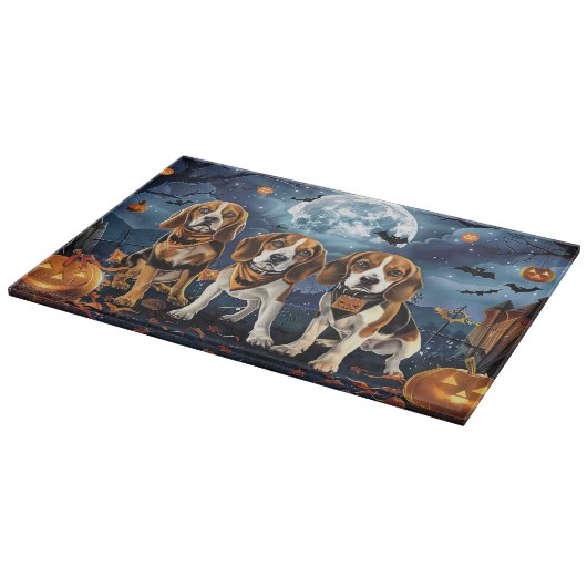 Beagle Halloween Spooky Snijplank (Hoek)
