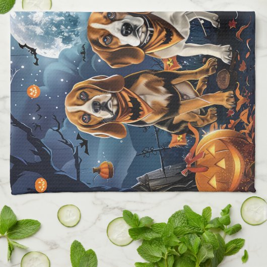 Beagle Halloween Spooky Theedoek (Gevouwen)