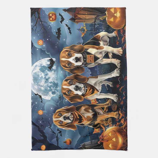 Beagle Halloween Spooky Theedoek (Verticaal)