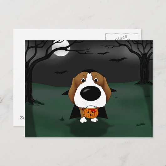 Beagle Halloween Vampire Briefkaart (Voorkant / Achterkant)