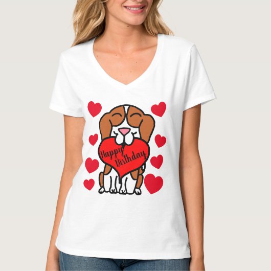 Beagle Happy Birthday Hondenliefhebber T-shirt (Voorkant)