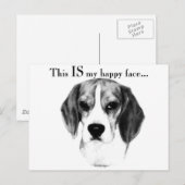 Beagle Happy Face Briefkaart (Voorkant / Achterkant)