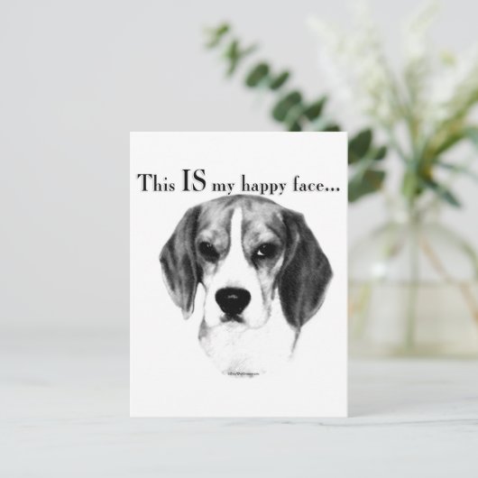 Beagle Happy Face Briefkaart (Staand voorkant)