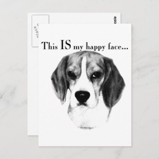 Beagle Happy Face Briefkaart (Voorkant / Achterkant)