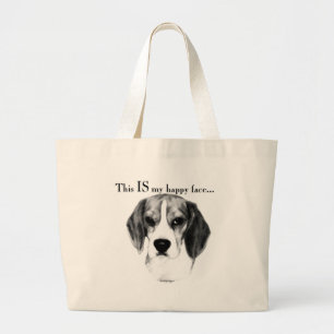 Beagle Happy Face; Happy Beagle; Grumpy Beagle Grote Tote Bag