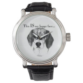 Beagle Happy Face; Happy Beagle; Grumpy Beagle Horloge