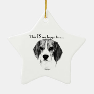 Beagle Happy Face; Happy Beagle; Grumpy Beagle Keramisch Ornament