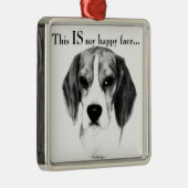 Beagle Happy Face; Happy Beagle; Grumpy Beagle Metalen Ornament (Rechts)