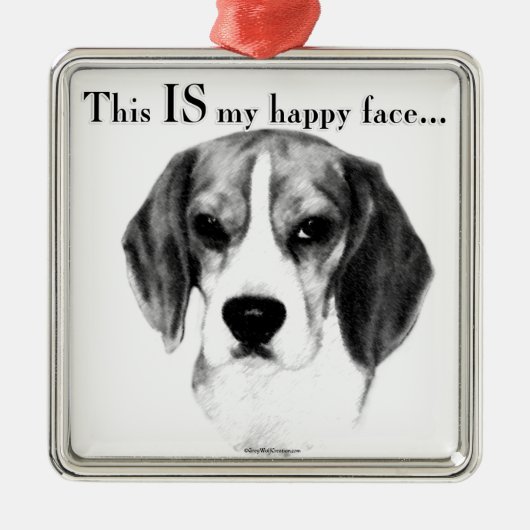Beagle Happy Face; Happy Beagle; Grumpy Beagle Metalen Ornament (Voorkant)