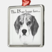 Beagle Happy Face; Happy Beagle; Grumpy Beagle Metalen Ornament (Links)