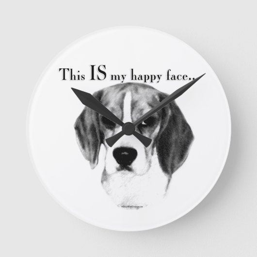 Beagle Happy Face; Happy Beagle; Grumpy Beagle Ronde Klok (Voorkant)