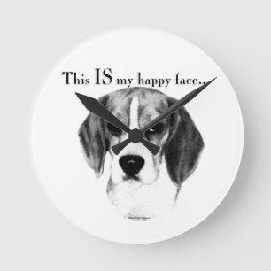 Beagle Happy Face; Happy Beagle; Grumpy Beagle Ronde Klok