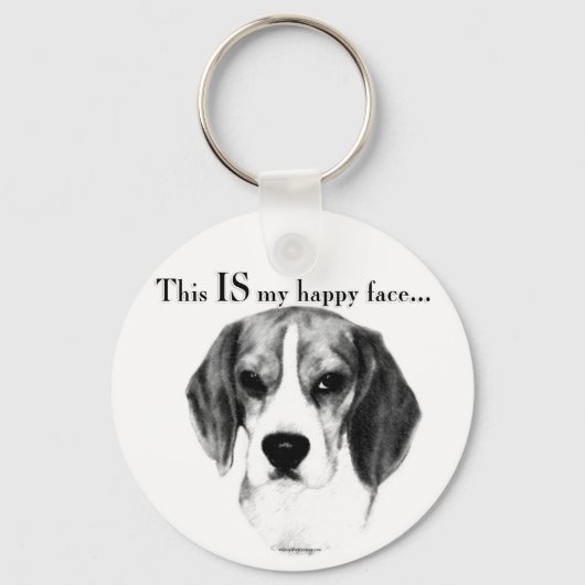 Beagle Happy Face; Happy Beagle; Grumpy Beagle Sleutelhanger (Voorkant)